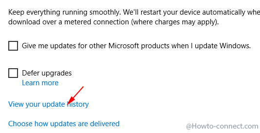 view your update history settings control panel