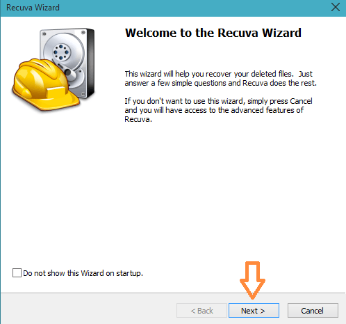 welcome to recuva wizard window