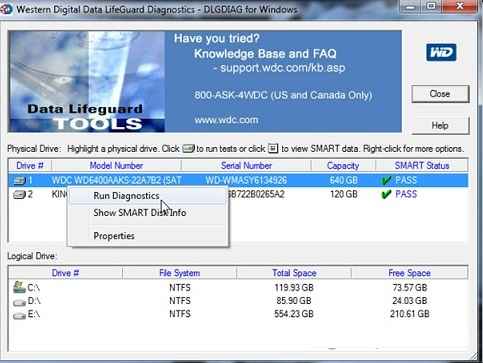 Hard Disk Drive is Bad check western digital diagnostic tool