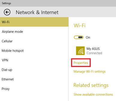 wifi on network and internet connection