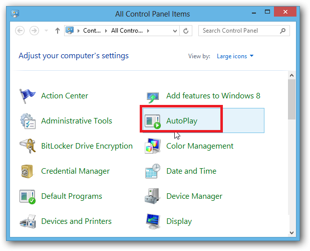 windows 8 autoplay icon in control panel image