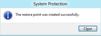 windows 10, 8 created restore point