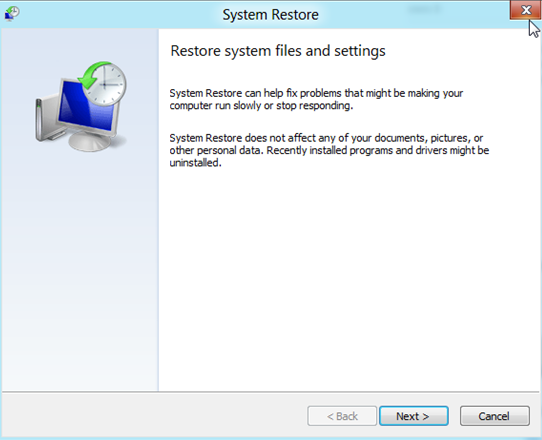 windows 10, 8 restoring process image