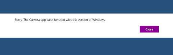 windows 8 camera app problems message