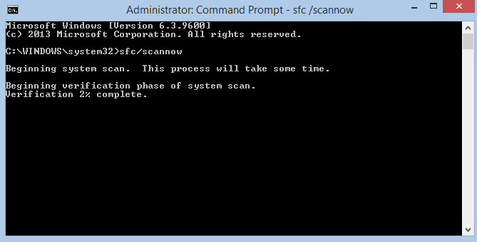 windows 8 error scan using command