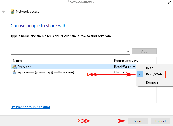 windows 8 file sharing permission