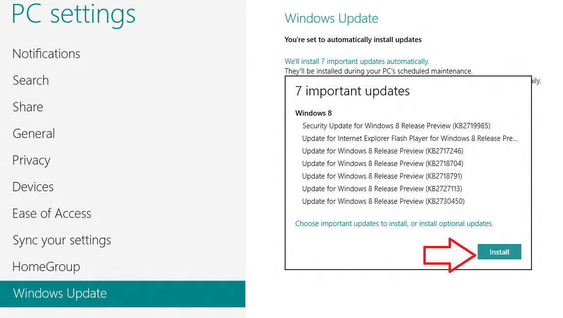 windows 8 manual update install