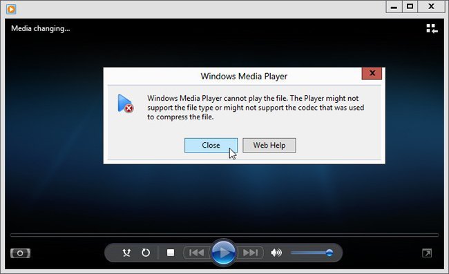 windows 8 media player close