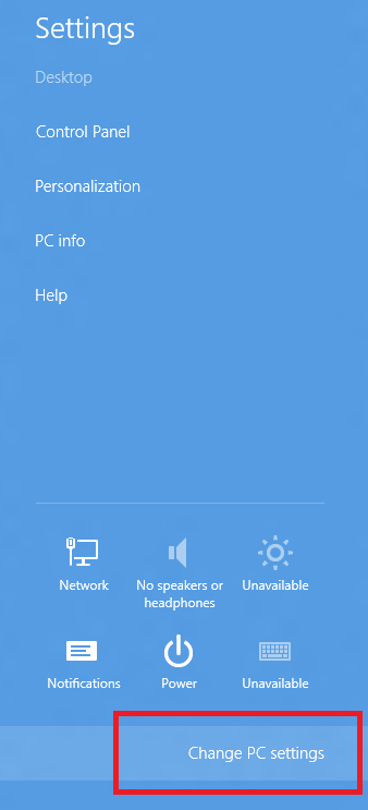 windows 8 more pc settings option