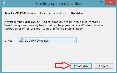 windows 8 system repair disc create