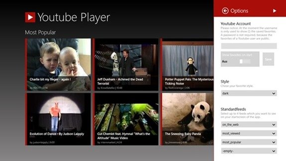 windows8 youtube player app options image