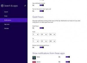 windows 8.1 quite hours settings in windows 8.1