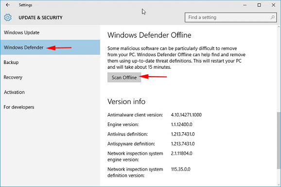 Scan Offline With Windows Defender 