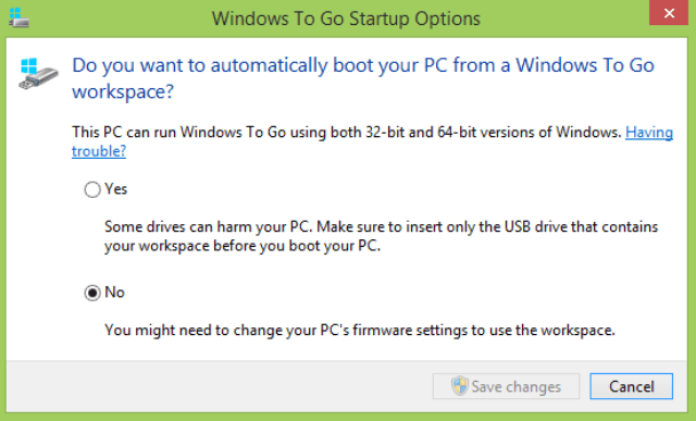Access Automatically Boot USB Drive in Windows To Go Startup