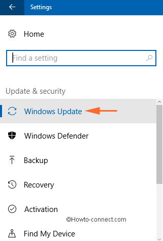 windows update menu in update and recovery window