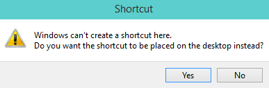 windows would not create a shortcut