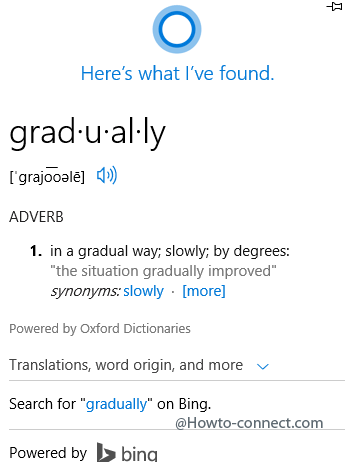 word meaning found in cortana pop up