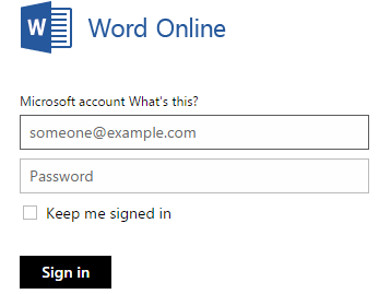 word online sign in page for microsoft credentials