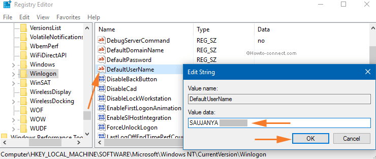 write username on edit strring