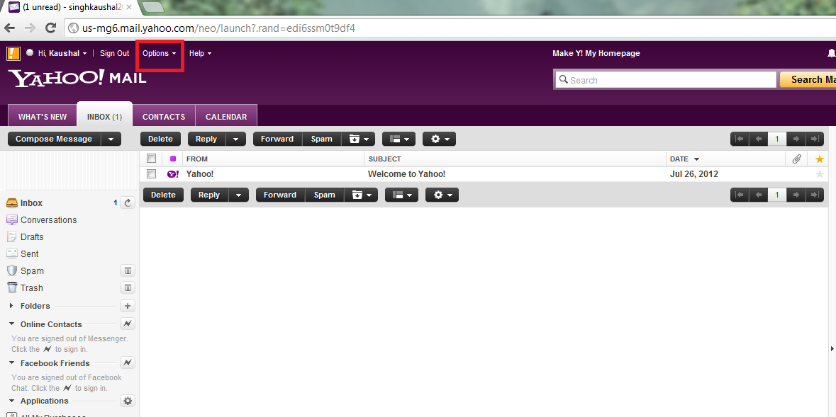 yahoo mail option image