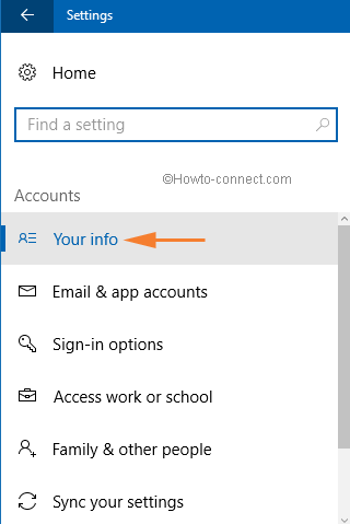 your info accounts settings app