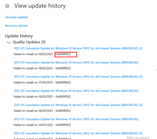 windows 10 update 0x800f0922