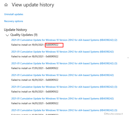 windows update 0x800f0922