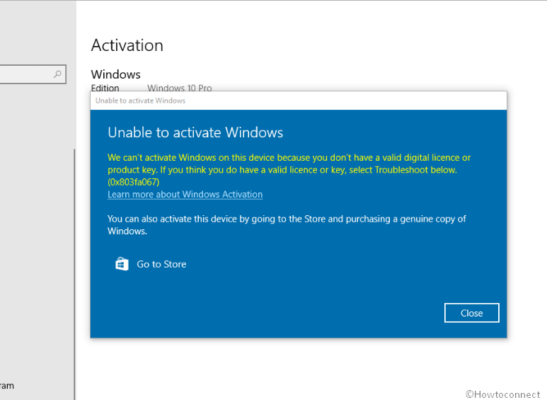 Fix 0x803fa067 Windows 10 activation error code easily