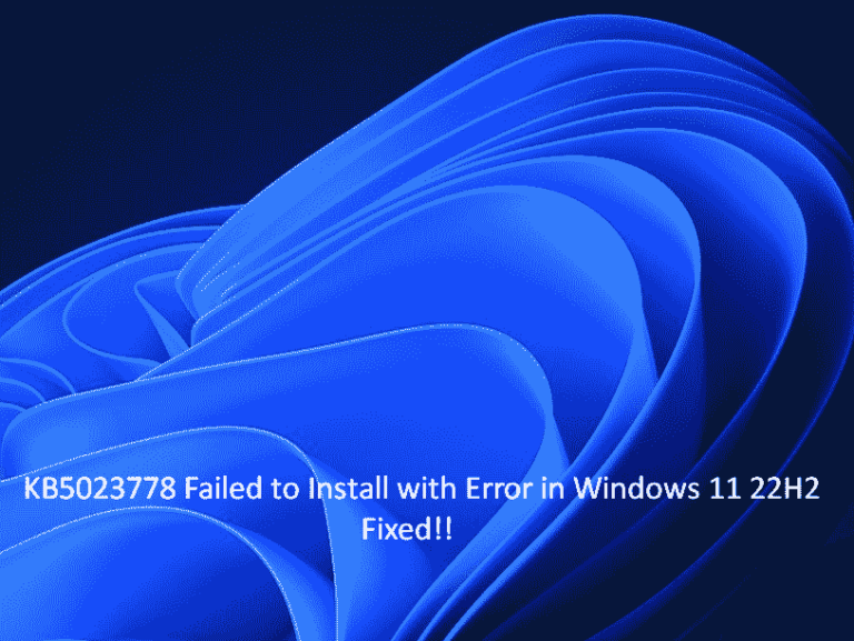 Fix Kb5023778 Failed To Install With Error In Windows 11 22h2 8960