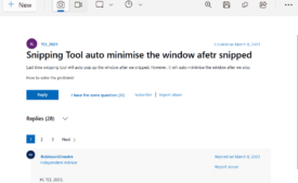 Snipping Tool Automatically minimizes after taking snip