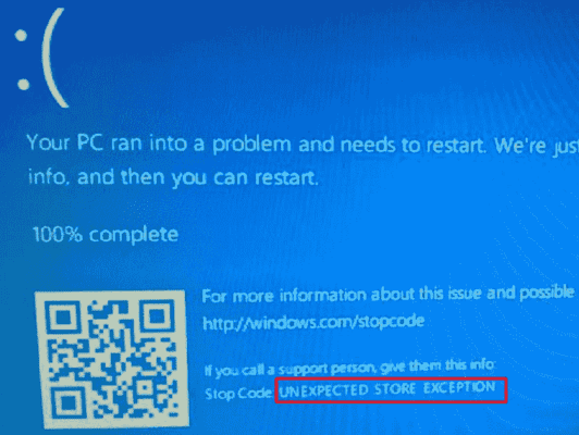 How to Fix Unexpected Store Exception Blue Screen Error in Windows