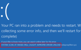 system scan at raised irql caught improper driver unload