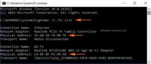 network mac address command prompt