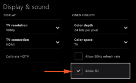 Allow 3D option in Xbox console