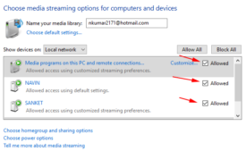 shows devices on local networks allow block