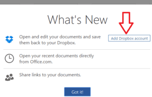 adding dropbox for business to as existing account