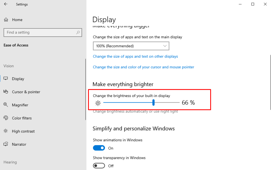 desktop brightness control for windows 7