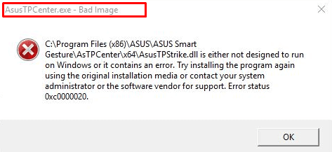why cant i download the asus smart gesture windows 10