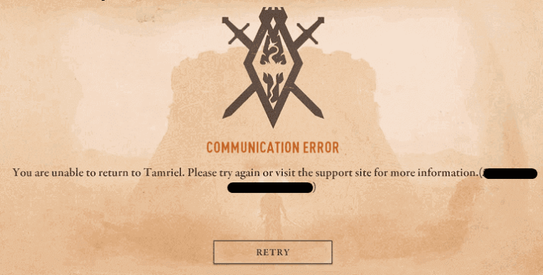 communication error elder scrolls blades