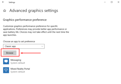 Customize Graphics Performance Preference for Apps in Windows 10