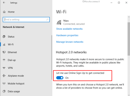 How to Enable and Disable Hotspot 2.0 Networks in Windows 10