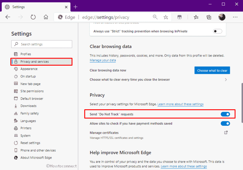 How to Enable Send Do Not Track Requests in Edge