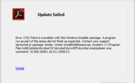 Error 1722 Adobe Acrobat DC update 21.001.20135