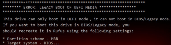 Error bios legacy boot of uefi only media что делать