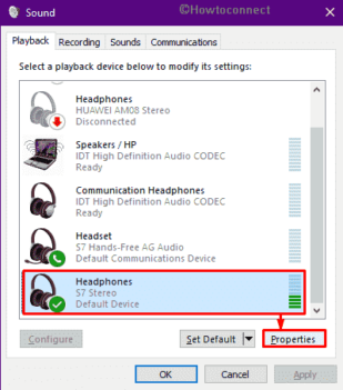 no sound from headphones windows 10