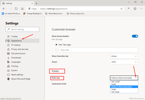 How To Change Font Size On Chromium Microsoft Edge Browser