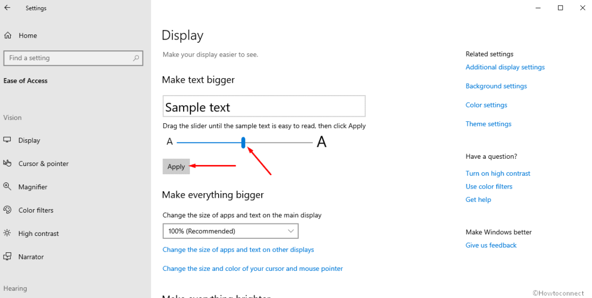 increase icon text size windows 10