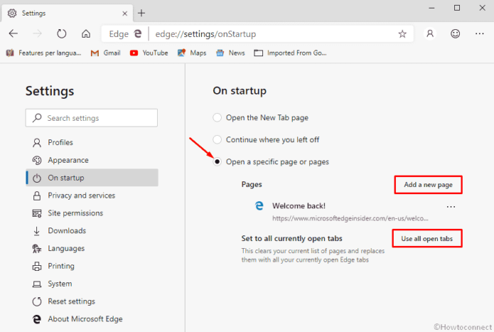 How to Change Start-up Page in Microsoft Edge Chromium Browser