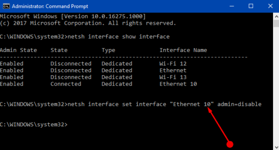 command line to open ethernet status