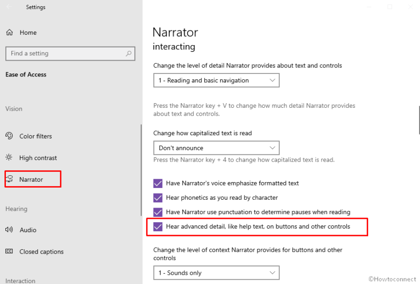 How To Enable Narrator Auto Read Advanced Info In Windows 10